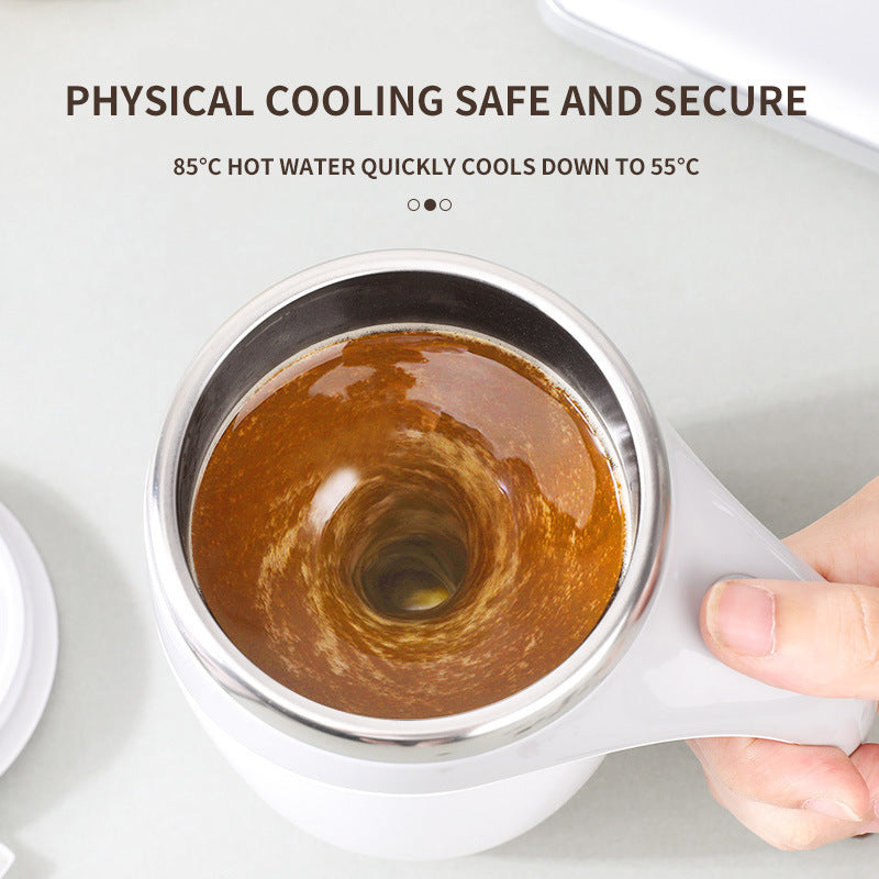 Magnetic Self-Stirring Cup | Rechargeable Electric Coffee & Tea Mug | White & Coffee NZ