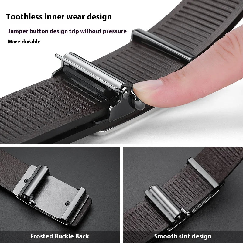Men's Automatic Buckle Leather Belt | Cowskin | Plus Size 105–160cm | Multiple Colours NZ