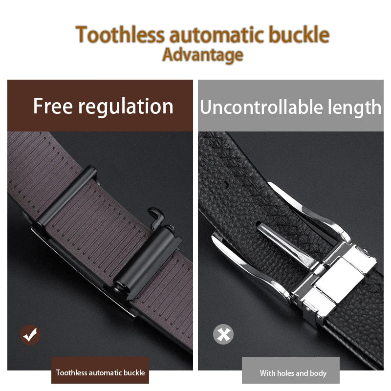 Men's Automatic Buckle Leather Belt | Cowskin | Plus Size 105–160cm | Multiple Colours NZ