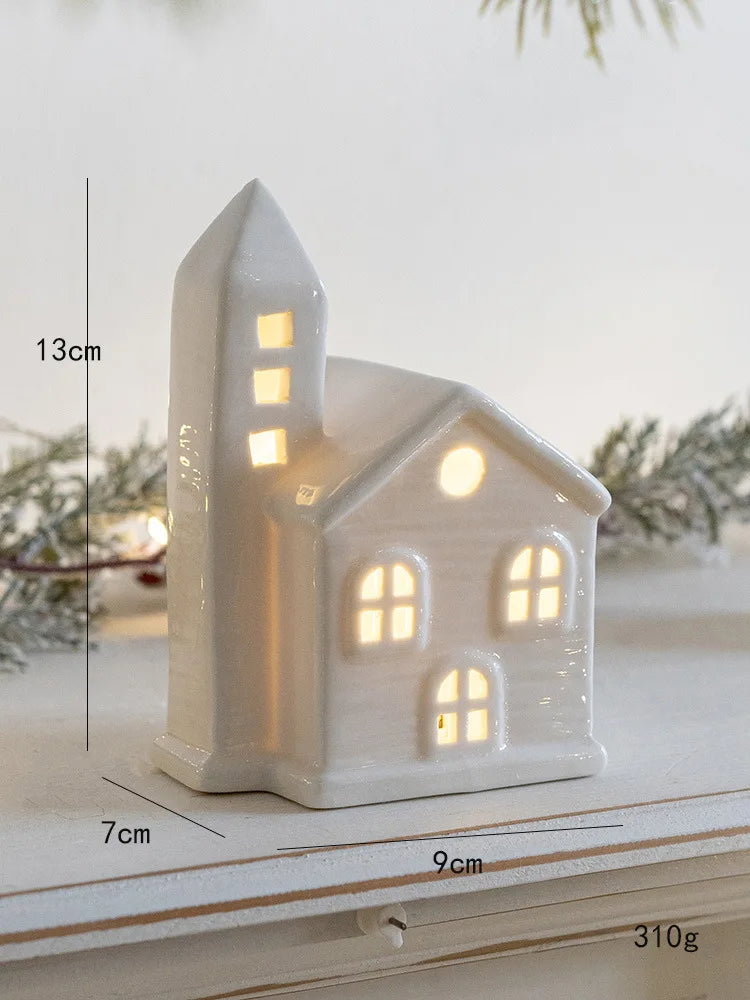 LED Ceramic Village House Ornament | Glowing Festive Figurine | 4 Styles NZ