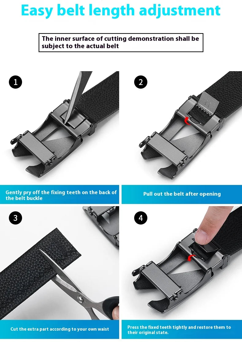 Men's Genuine Leather Belt | Metal Buckle | Adjustable 110–130cm | Multiple Colours NZ