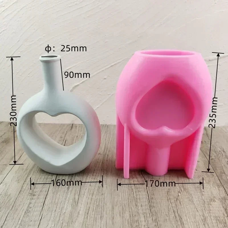 Food Grade Silicone Heart Vase Mold | Resin Concrete Candle Casting | Multiple Sizes NZ