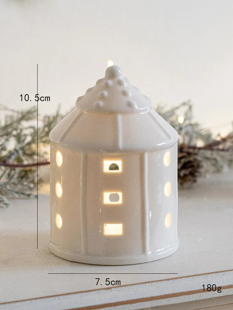 LED Ceramic Village House Ornament | Glowing Festive Figurine | 4 Styles NZ