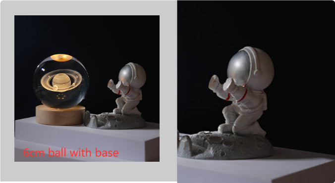 3D Crystal Ball Night Light | Solar System LED Lamp | Wooden Base | 19 Designs NZ