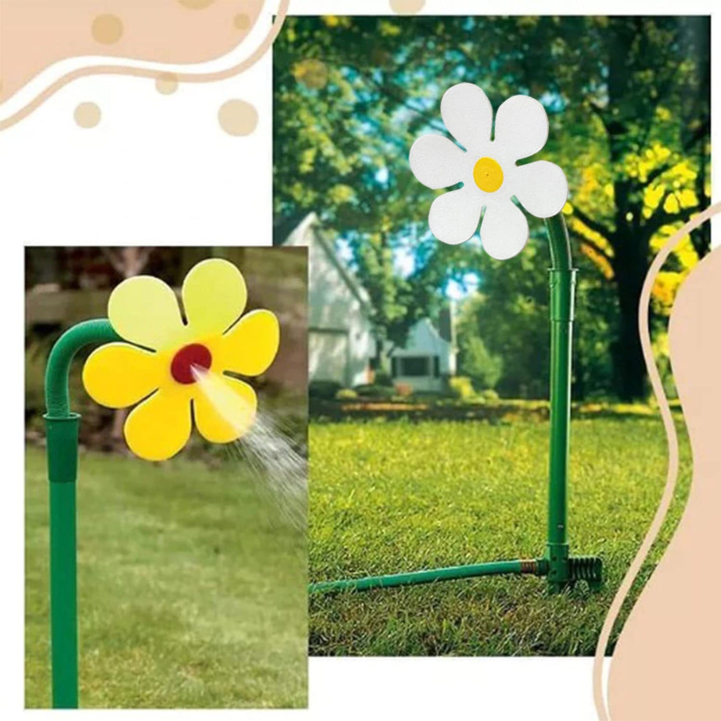 Dancing Daisy Garden Sprinkler | Fun Flower Lawn Watering Tool | Red Yellow White NZ