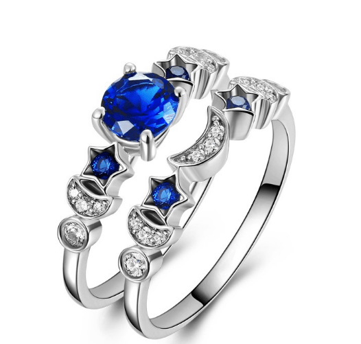 Women's Blue Gemstone Moon Ring
