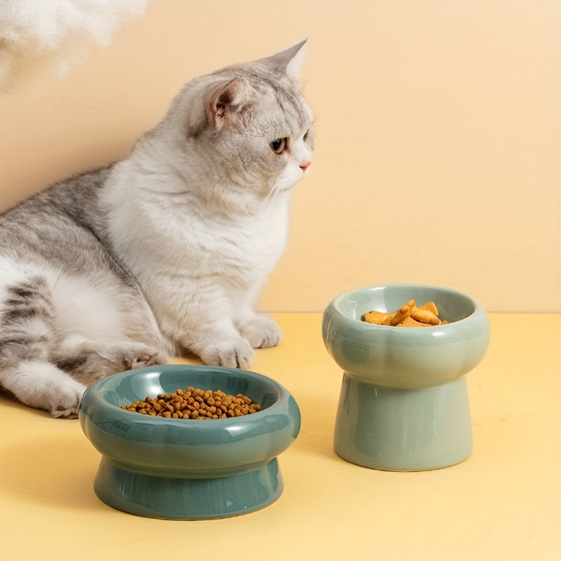 Elevated Ceramic Pet Bowls Set - Raised Dog & Cat Food & Water Bowls for Healthy Feeding