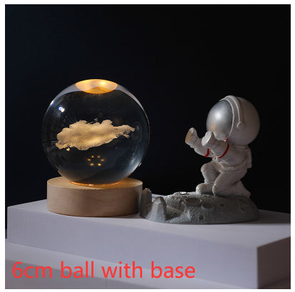 3D Crystal Ball Night Light | Solar System LED Lamp | Wooden Base | 19 Designs NZ