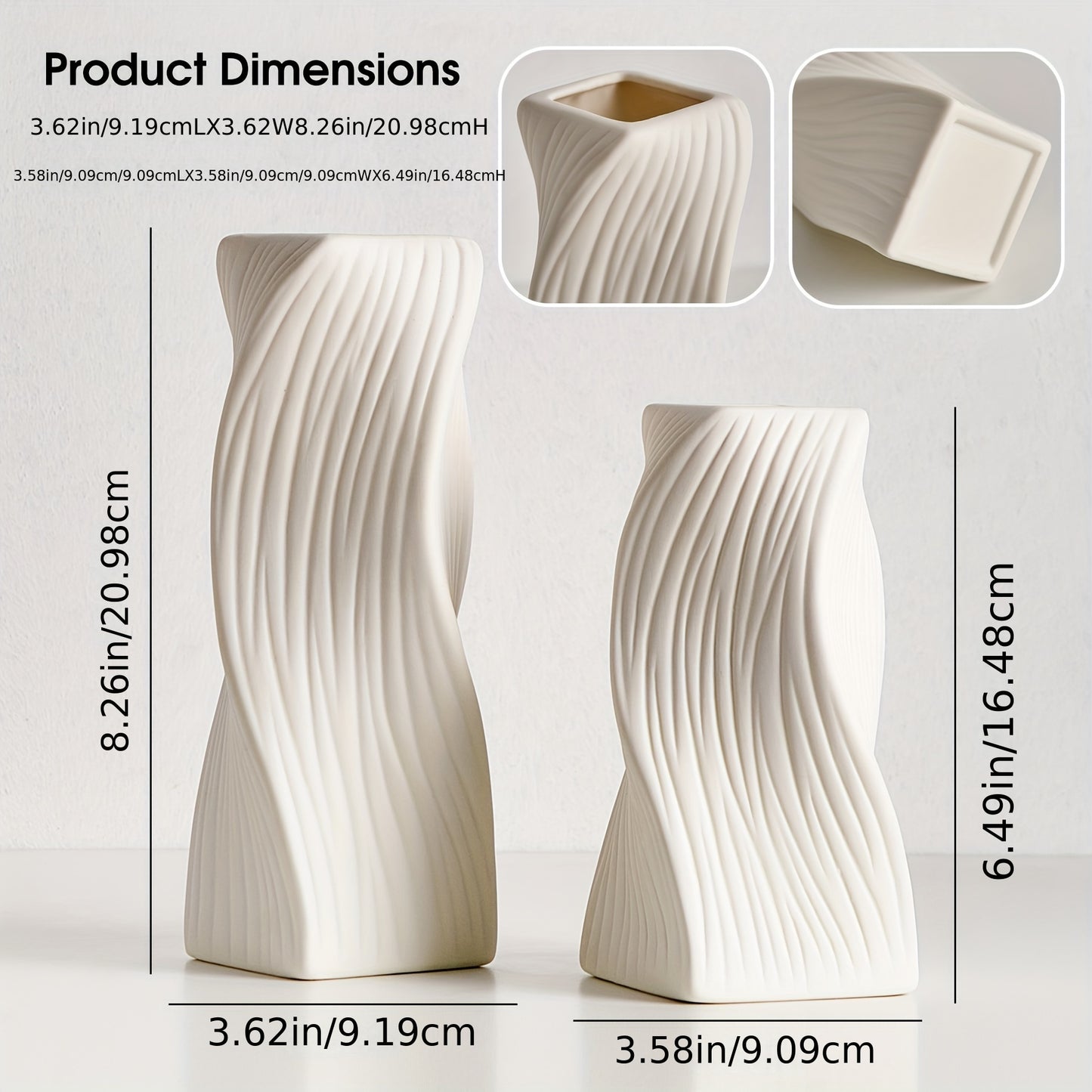 Ceramic Vase Set of 2 | Modern Minimalist Oblong Planters | Home Decor NZ