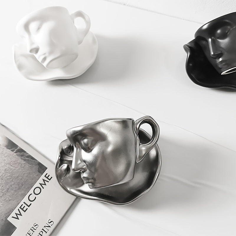 Ceramic Kiss Espresso Cup | Artistic Kissing Faces Design