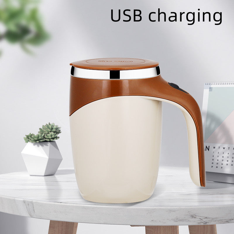 Magnetic Self-Stirring Cup | Rechargeable Electric Coffee & Tea Mug | White & Coffee NZ