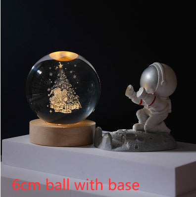 3D Crystal Ball Night Light | Solar System LED Lamp | Wooden Base | 19 Designs NZ