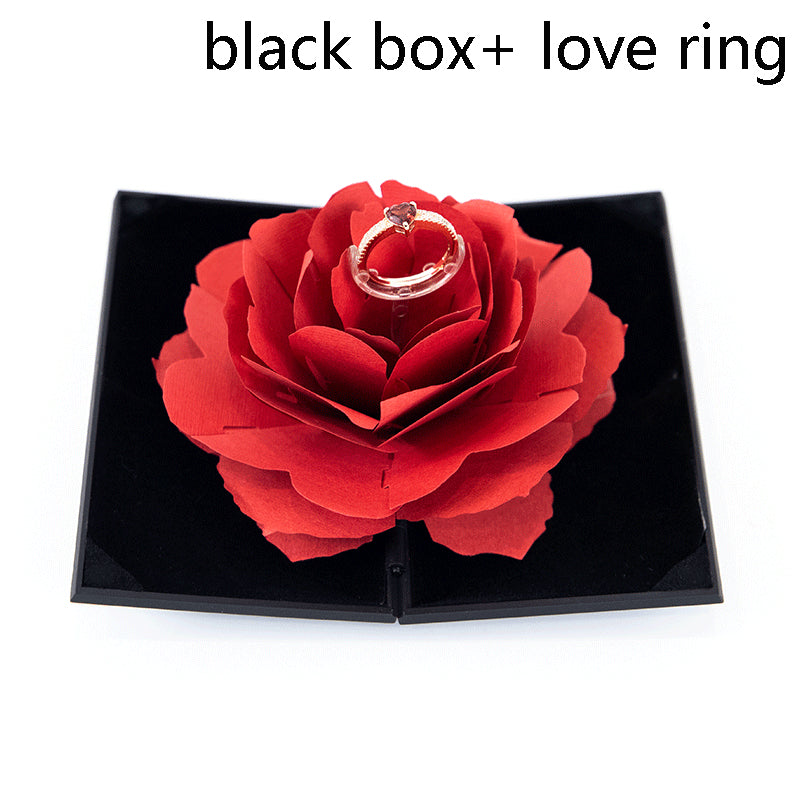 3D Rotating Rose Ring Box – Heart-Shaped Jewellery Gift Box