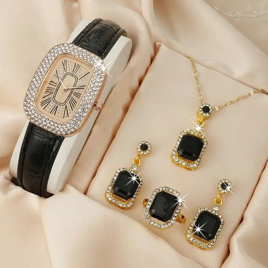 Diva-Shine Diamond Quartz Watch Set