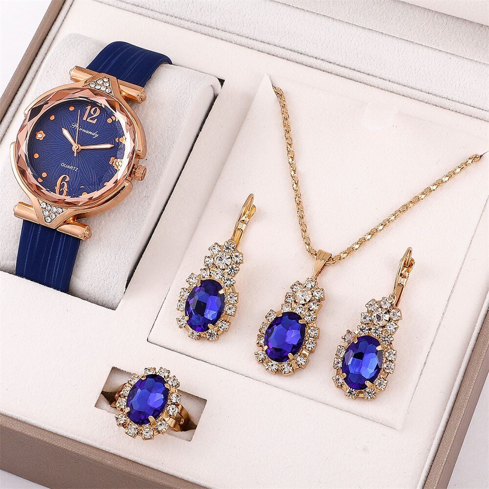 Diva-Shine Diamond Quartz Watch Set