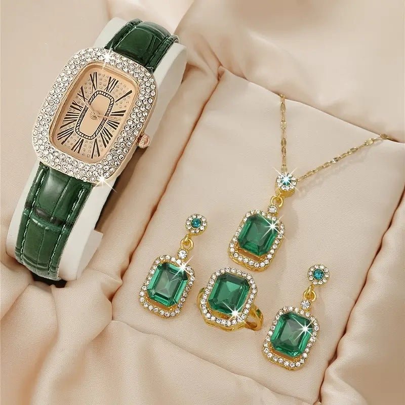 Diva-Shine Diamond Quartz Watch Set