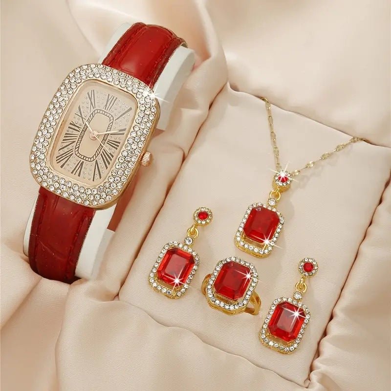 Diva-Shine Diamond Quartz Watch Set