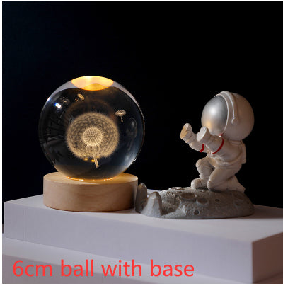 3D Crystal Ball Night Light | Solar System LED Lamp | Wooden Base | 19 Designs NZ