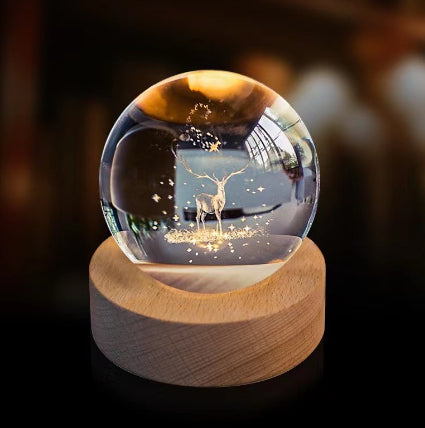 3D Crystal Ball Night Light | Solar System LED Lamp | Wooden Base | 19 Designs NZ