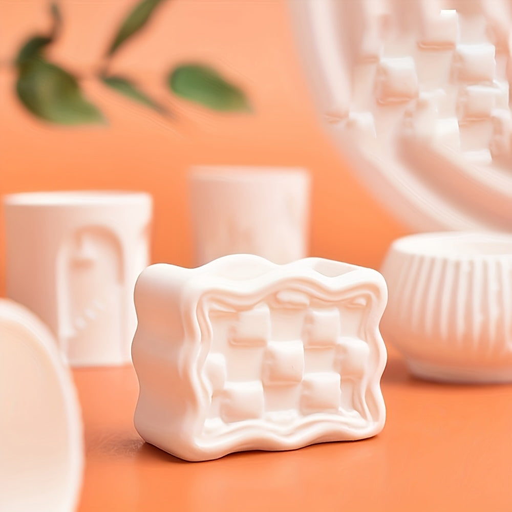 10pcs Mini White Resin Flower Pots - Miniature Garden Decor & Craft Supplies