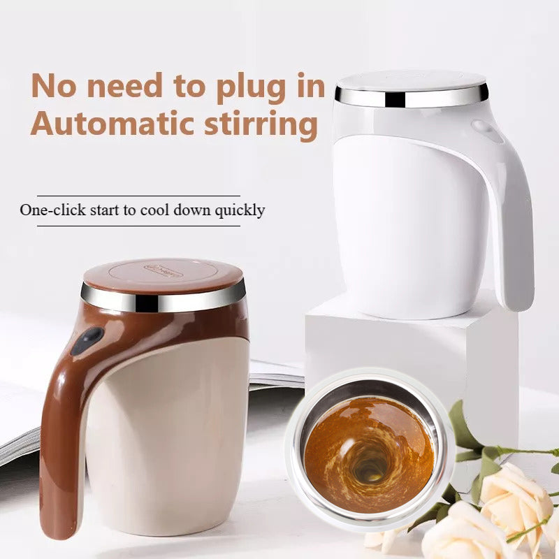 Magnetic Self-Stirring Cup | Rechargeable Electric Coffee & Tea Mug | White & Coffee NZ