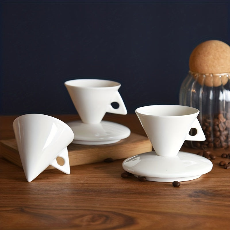 Pyramid Espresso Cup & Saucer Set — Bone China, Set of 2 (70ml)