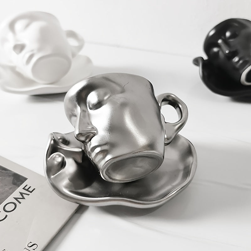 Ceramic Kiss Espresso Cup | Artistic Kissing Faces Design