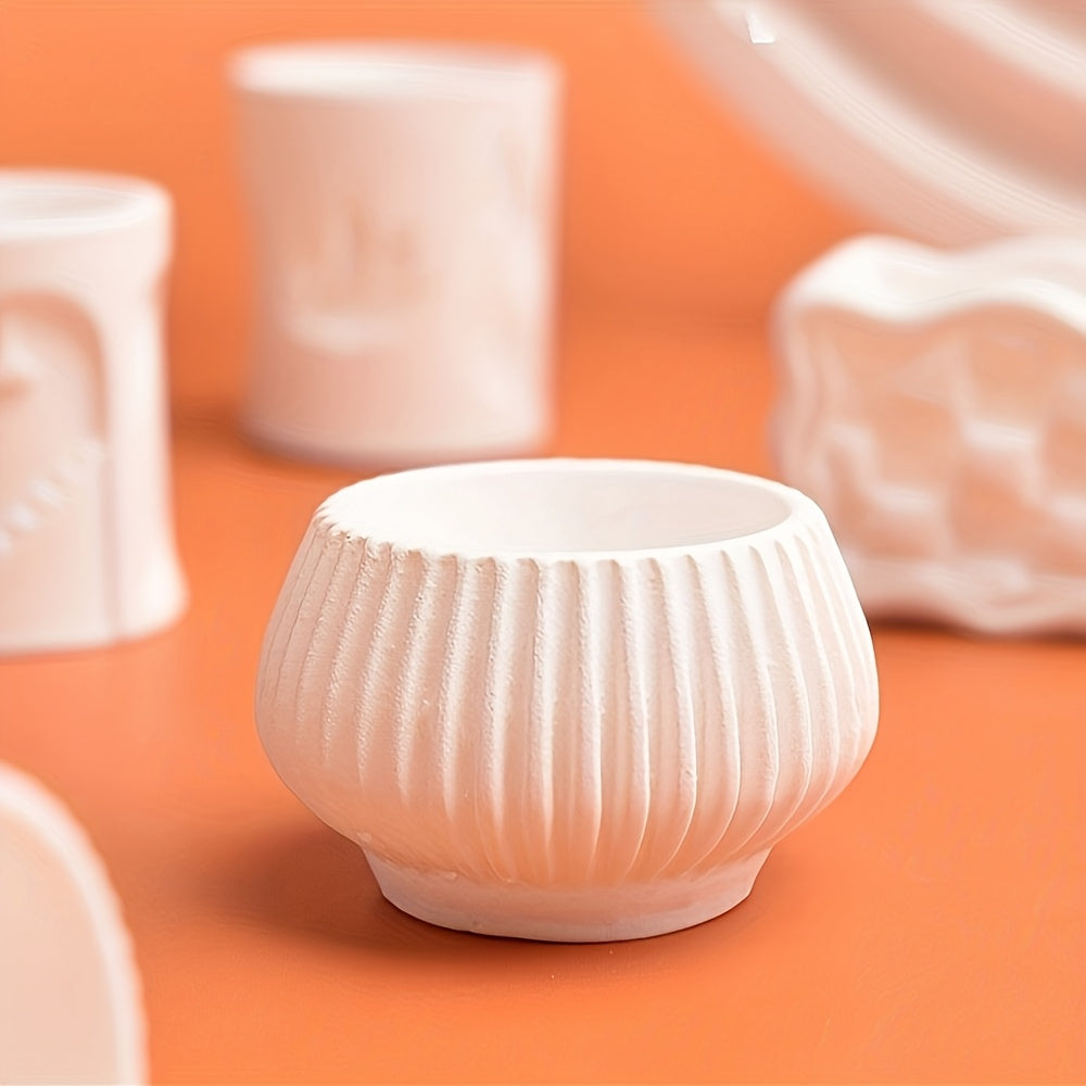 10pcs Mini White Resin Flower Pots - Miniature Garden Decor & Craft Supplies