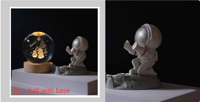 3D Crystal Ball Night Light | Solar System LED Lamp | Wooden Base | 19 Designs NZ
