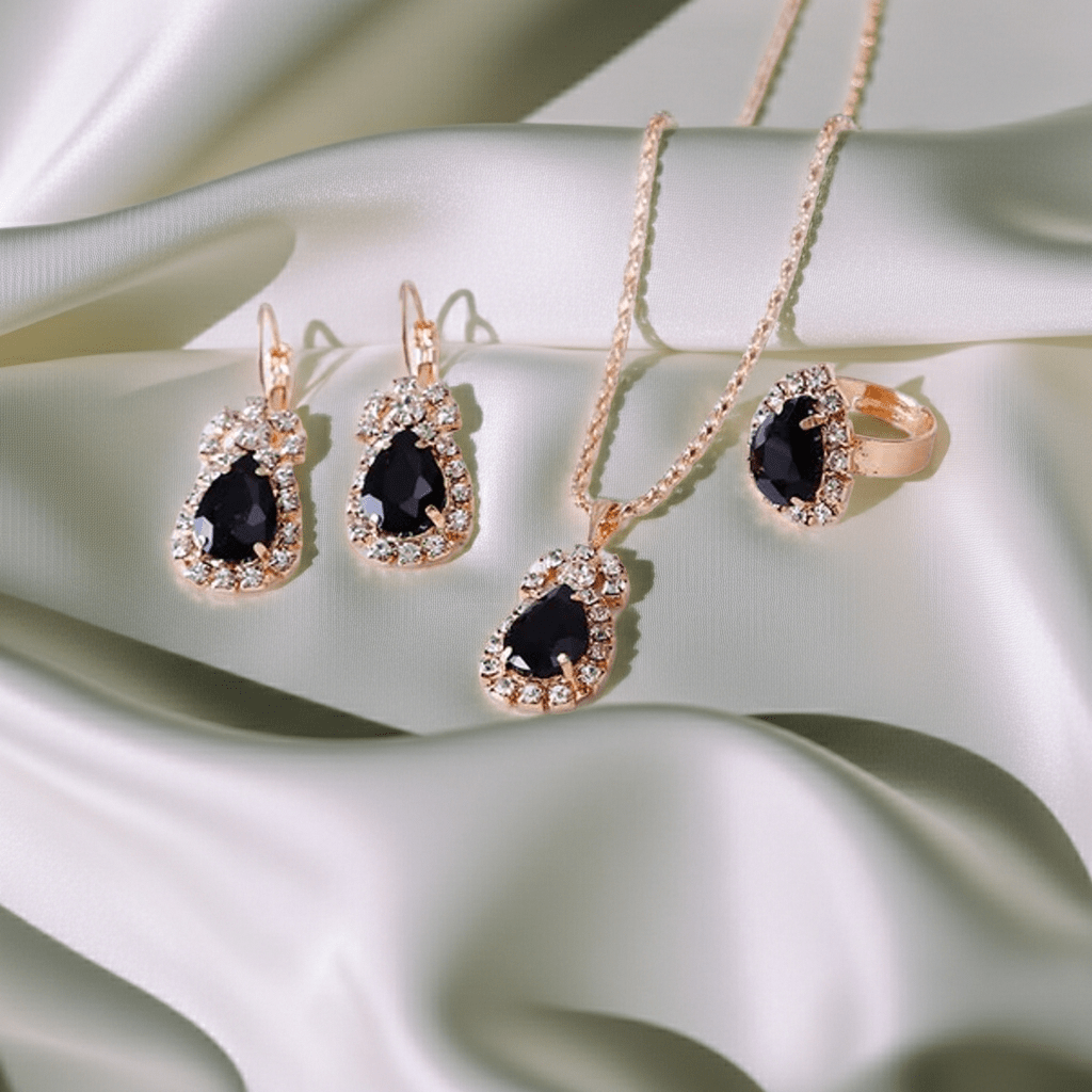 Rhinestone Splash Set | Necklace, Earrings & Ring Jewelry Set