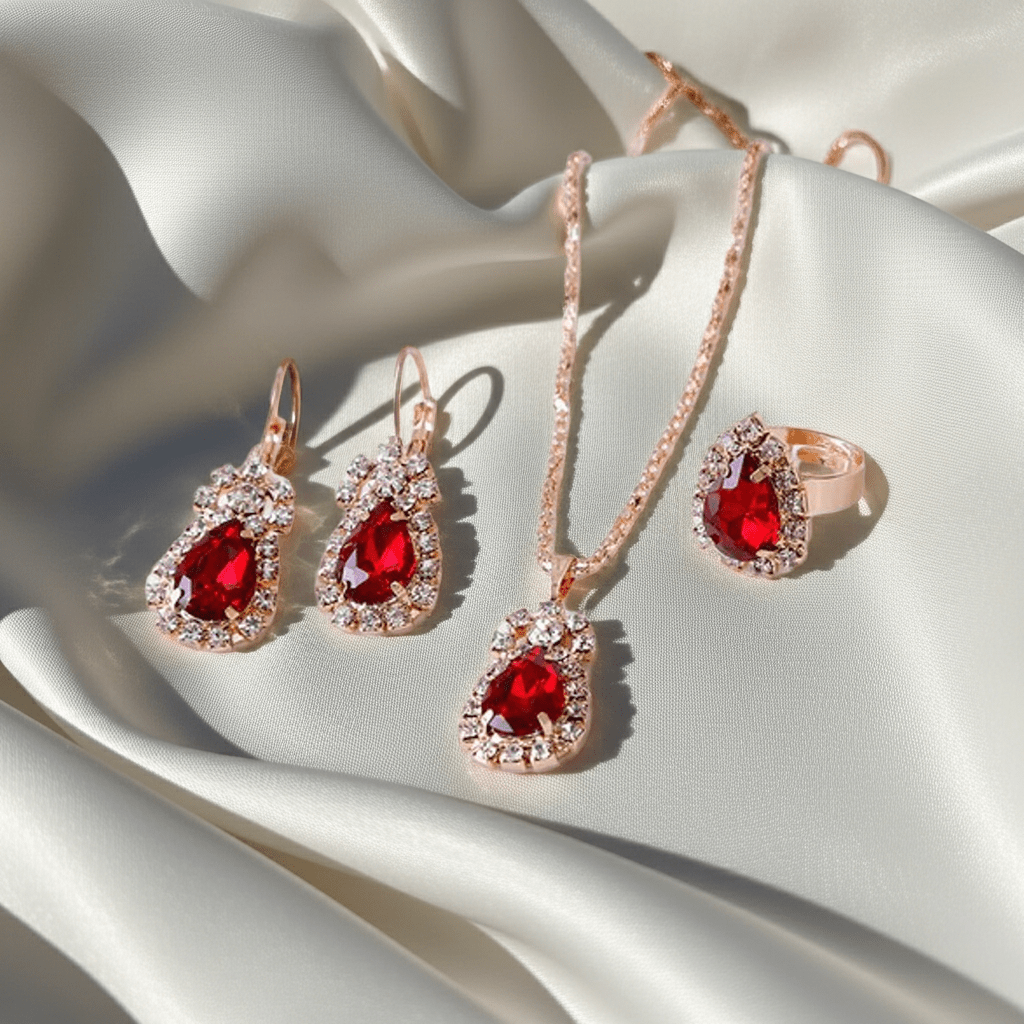 Rhinestone Splash Set | Necklace, Earrings & Ring Jewelry Set